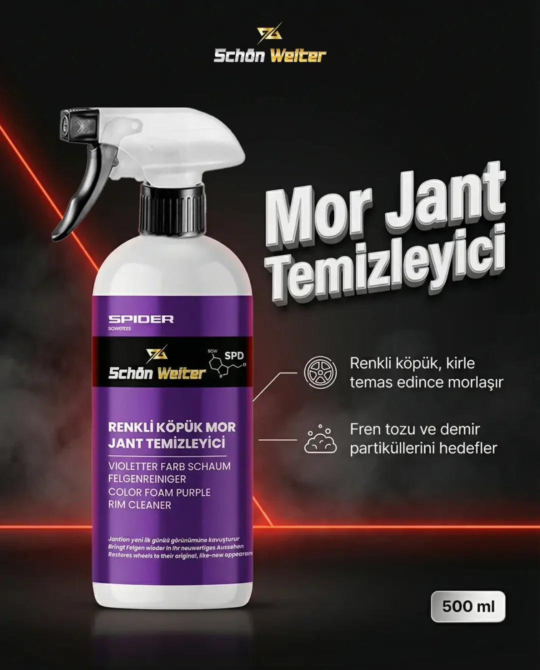 Schön Weiter Fahrzeug Auto Lila Felgenreiniger – Farbiges Schaumspray 500 ml (Spider)