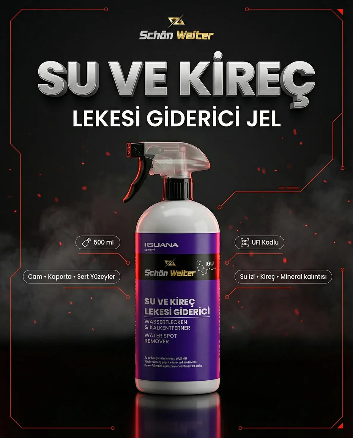Schön Weiter Fahrzeug-Auto-Wasser- und Kalkfleckenentferner-Gel, 500 ml (Leguan)