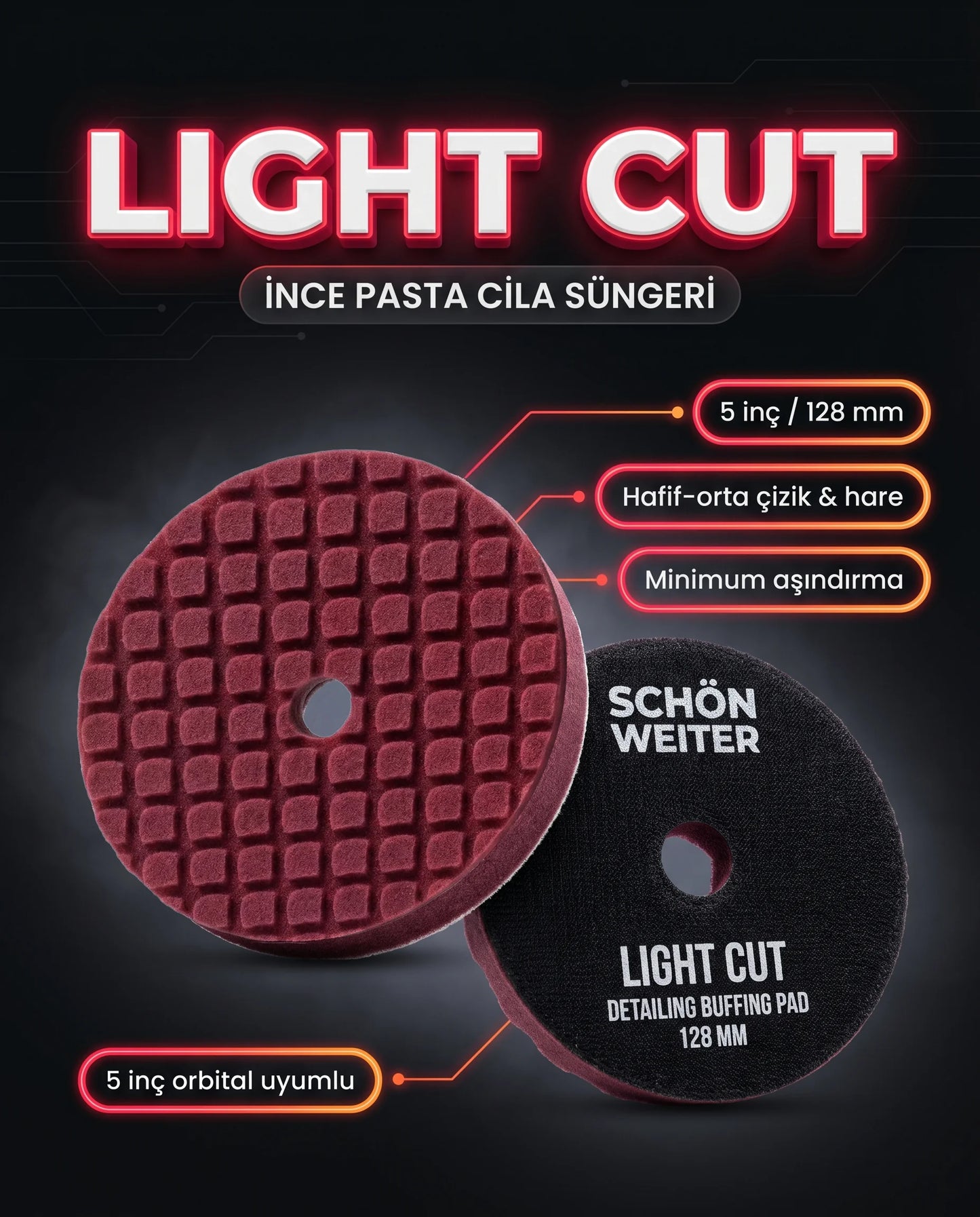 Schön Weiter Vehicle Auto Orbital Fine – Light Cut Scratch Remover Paste Polierschwamm Claret Red 5 Zoll – 128 mm