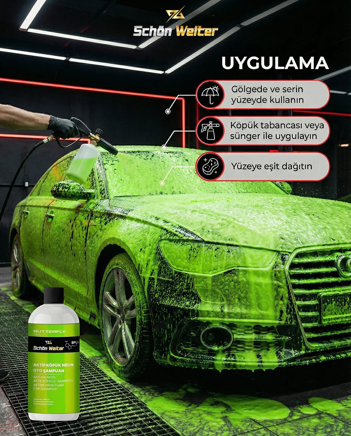 Schön Weiter Vehicle Auto Active Foam Neon Auto Shampoo 500ml (Schmetterling)
