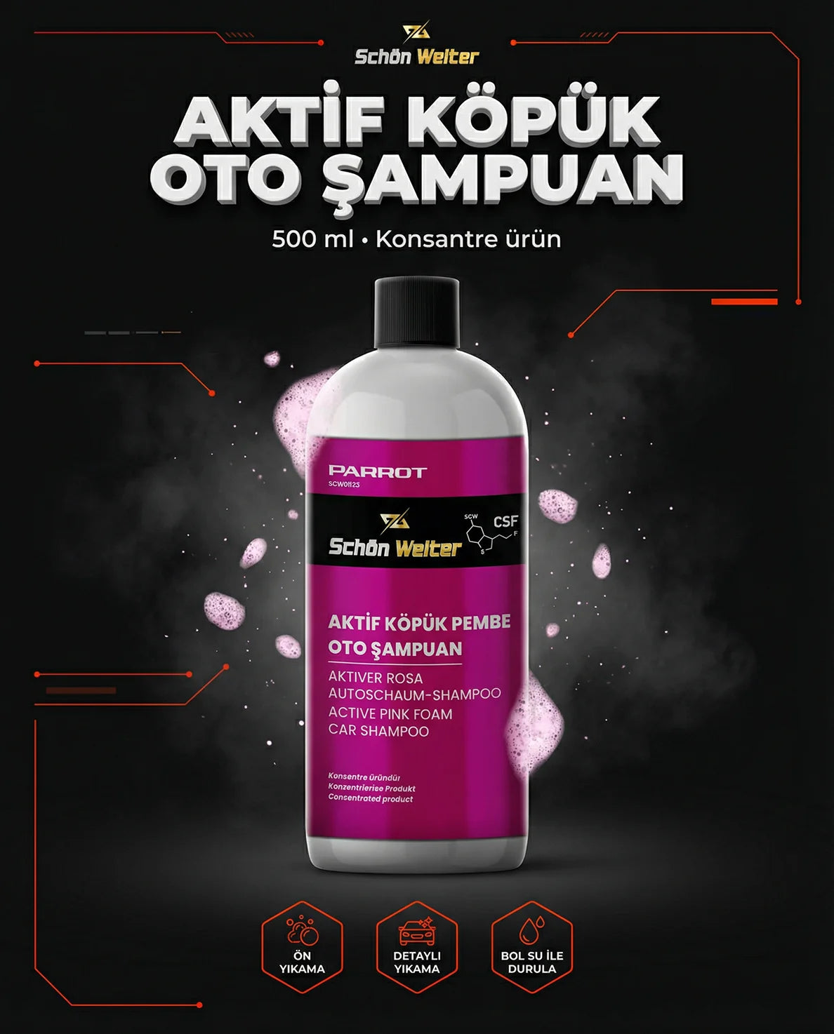 Schön Weiter Vehicle Auto Active Foam Pink Auto Shampoo 500ml (Papagei)