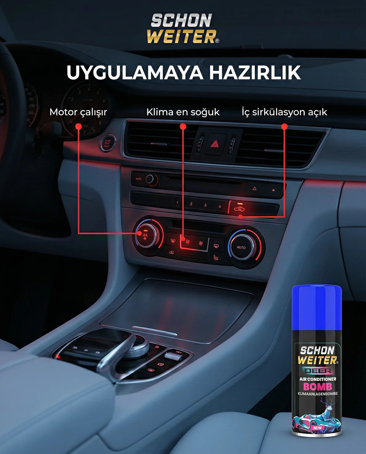Schön Weiter Premium Fahrzeug-Auto-Klimaanlagen-Desinfektionsmittel und Klimaanlagen-Bombe, blaues Aerosol-Spray, 150 ml