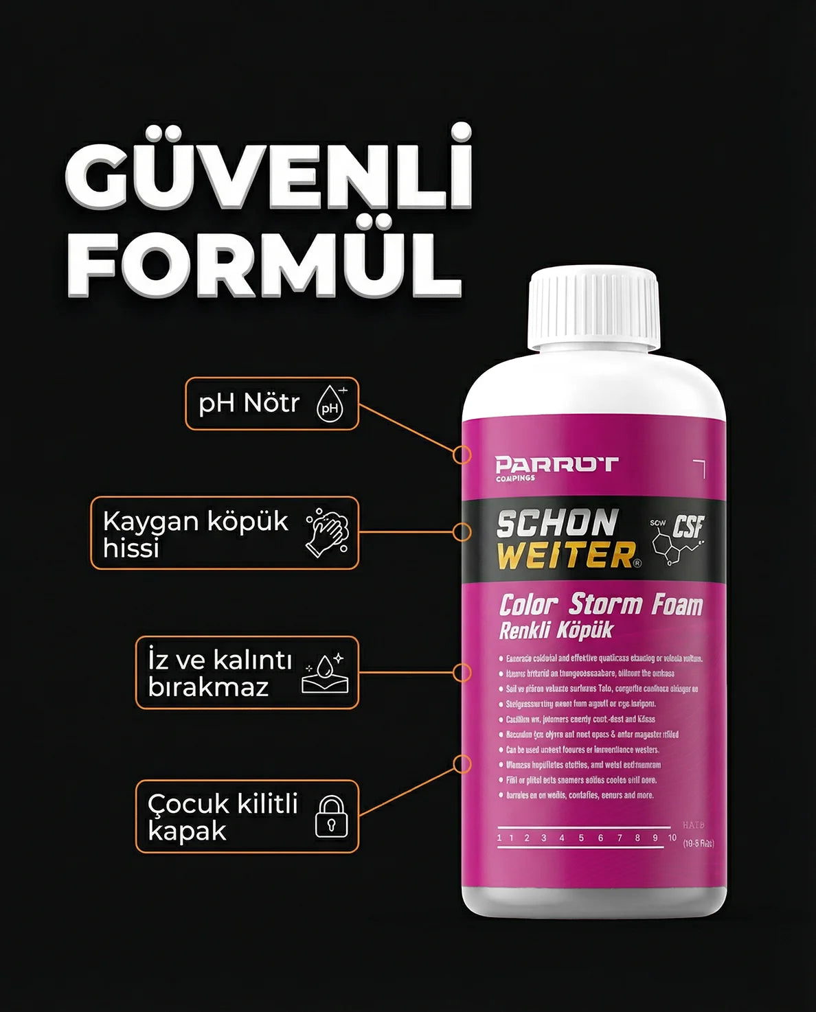 Rosafarbenes, schaumpoliertes Autoshampoo 500 ml (CSF) - Schön Weiter