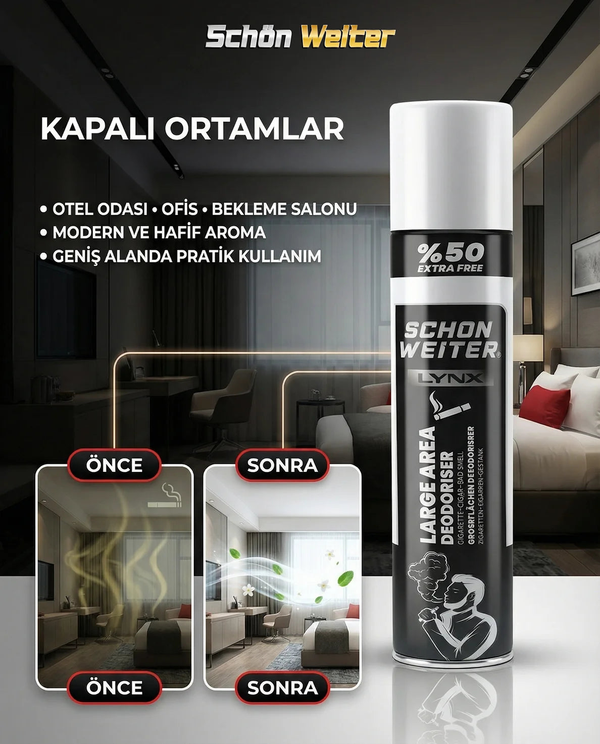 Schön Weiter Vehicle Auto Large Area Fragrance 750 ml – Geheimformel, die Zigaretten- und Zigarrengeruch beseitigt