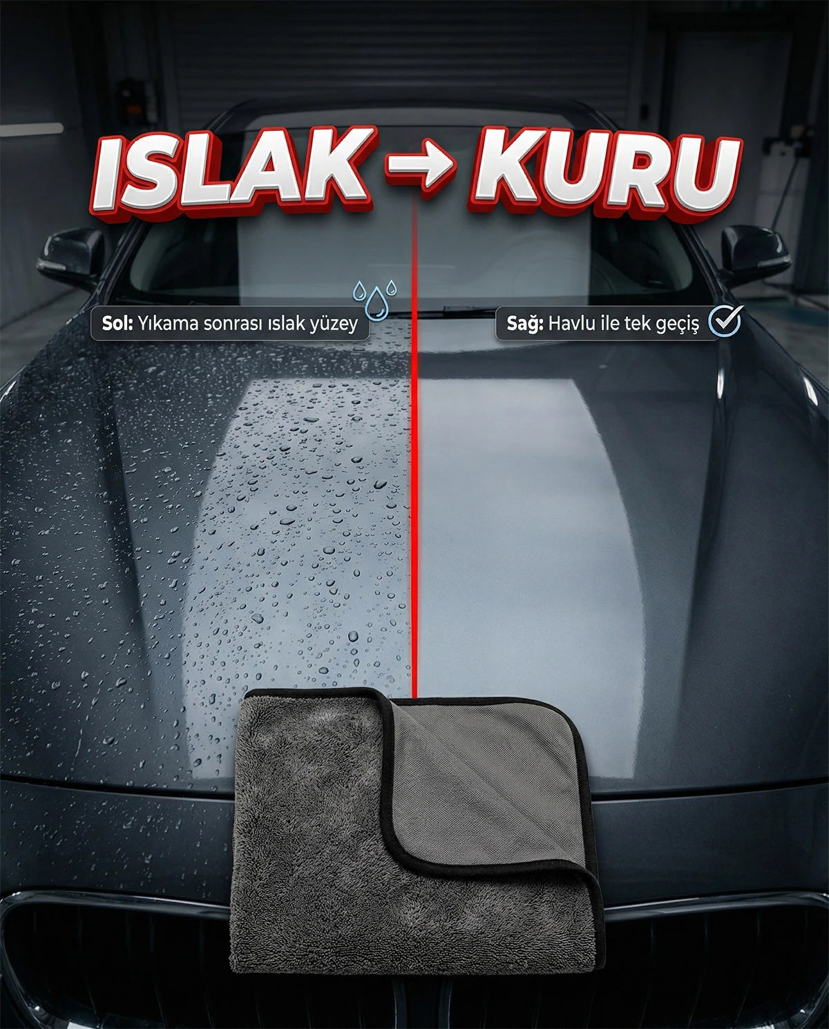 Schön Weiter – Ultra saugfähiges Mikrofaser-Twist-Auto-Trocknungstuch 70 x 90 cm – 600 g/m²