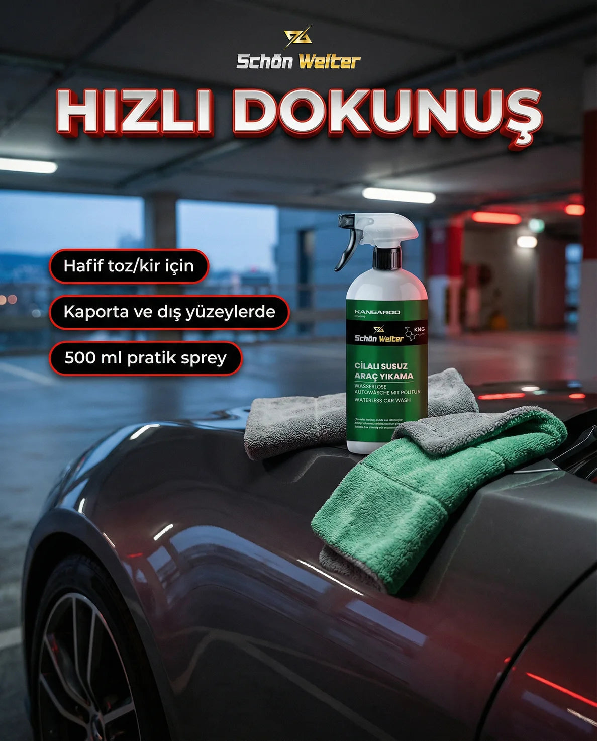 Schön Weiter Vehicle Auto Polish Wasserloses Autowaschspray 500 ml (Känguru)