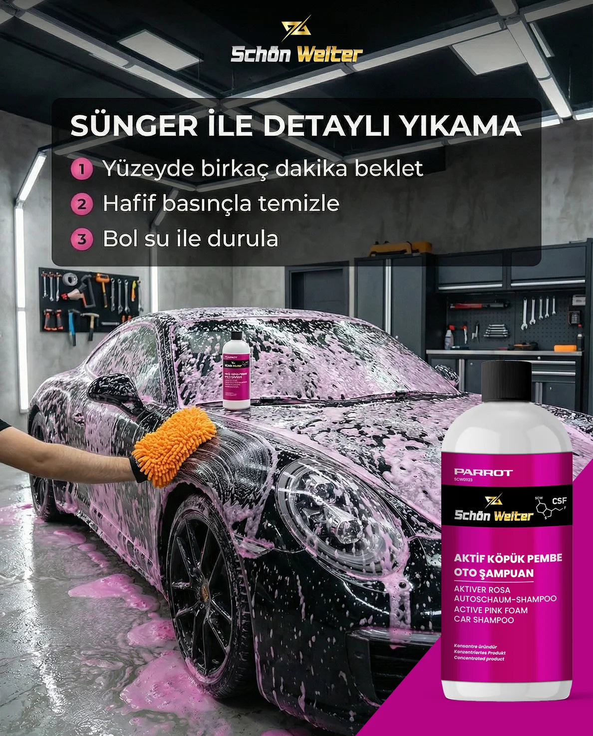 Schön Weiter Vehicle Auto Active Foam Pink Auto Shampoo 500ml (Papagei)
