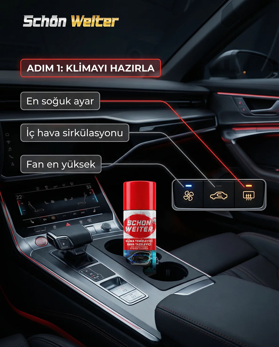 Schön Weiter Vehicle Auto Air Conditioning Bomb Red Aerosol Spray 150 ml