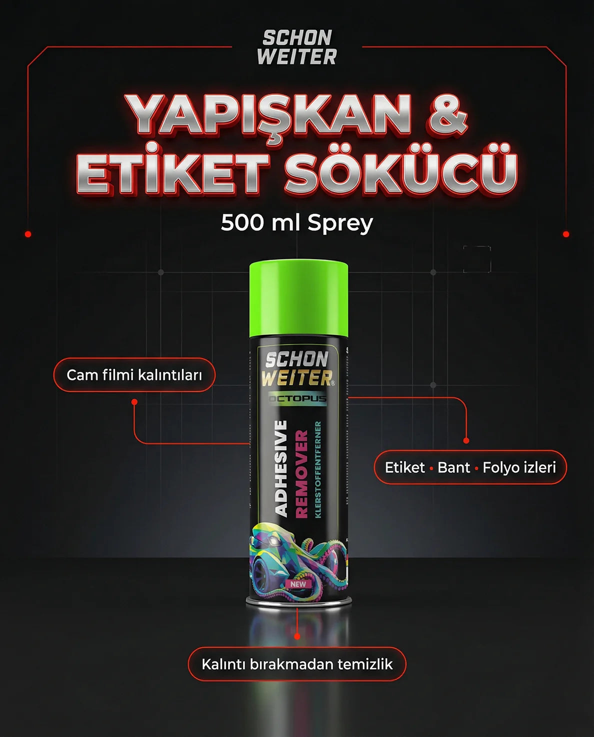 Schön Weiter Kfz-Klebstoff- und Etikettenentferner 500 ml Aerosolspray (OCTOPUS)