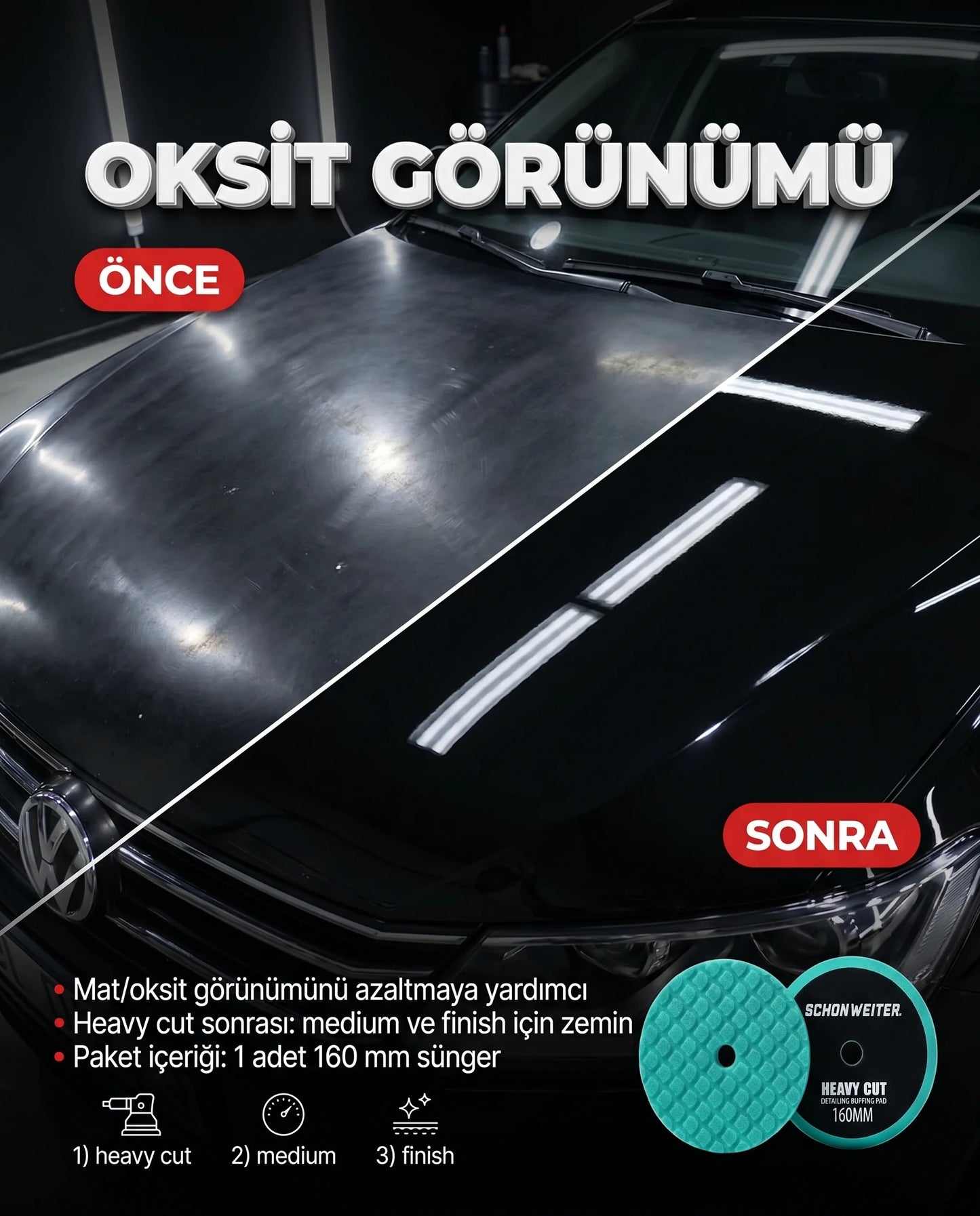 Schön Weiter Vehicle Auto Rotary Thick – Heavy Cut Scratch Remover Paste Polierschwamm Grün 6 Zoll – 160 mm