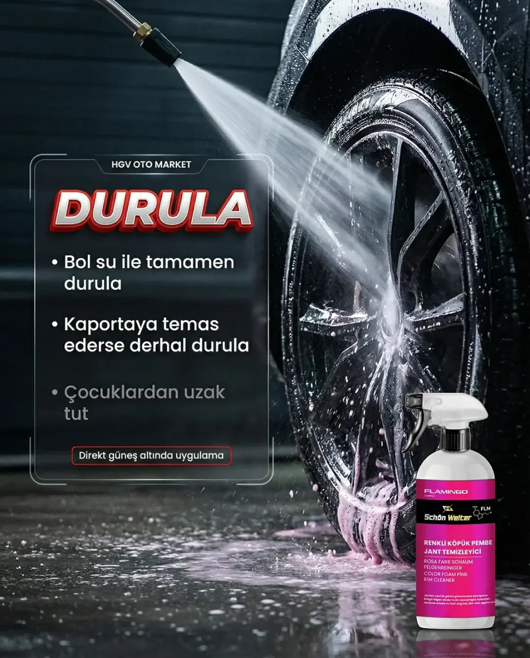 Schön Weiter Fahrzeug Auto Rosa Felgenreiniger – Buntes Schaumspray 500 ml (Flamingo)