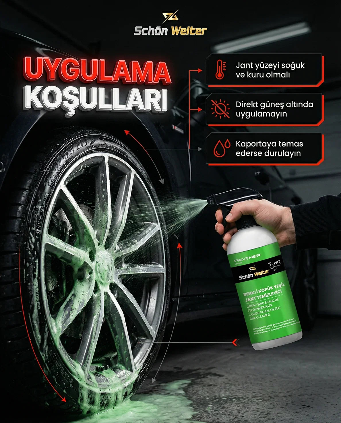 Schön Weiter Fahrzeug Auto Grüner Felgenreiniger – Farbiges Schaumspray 500 ml (Panther)