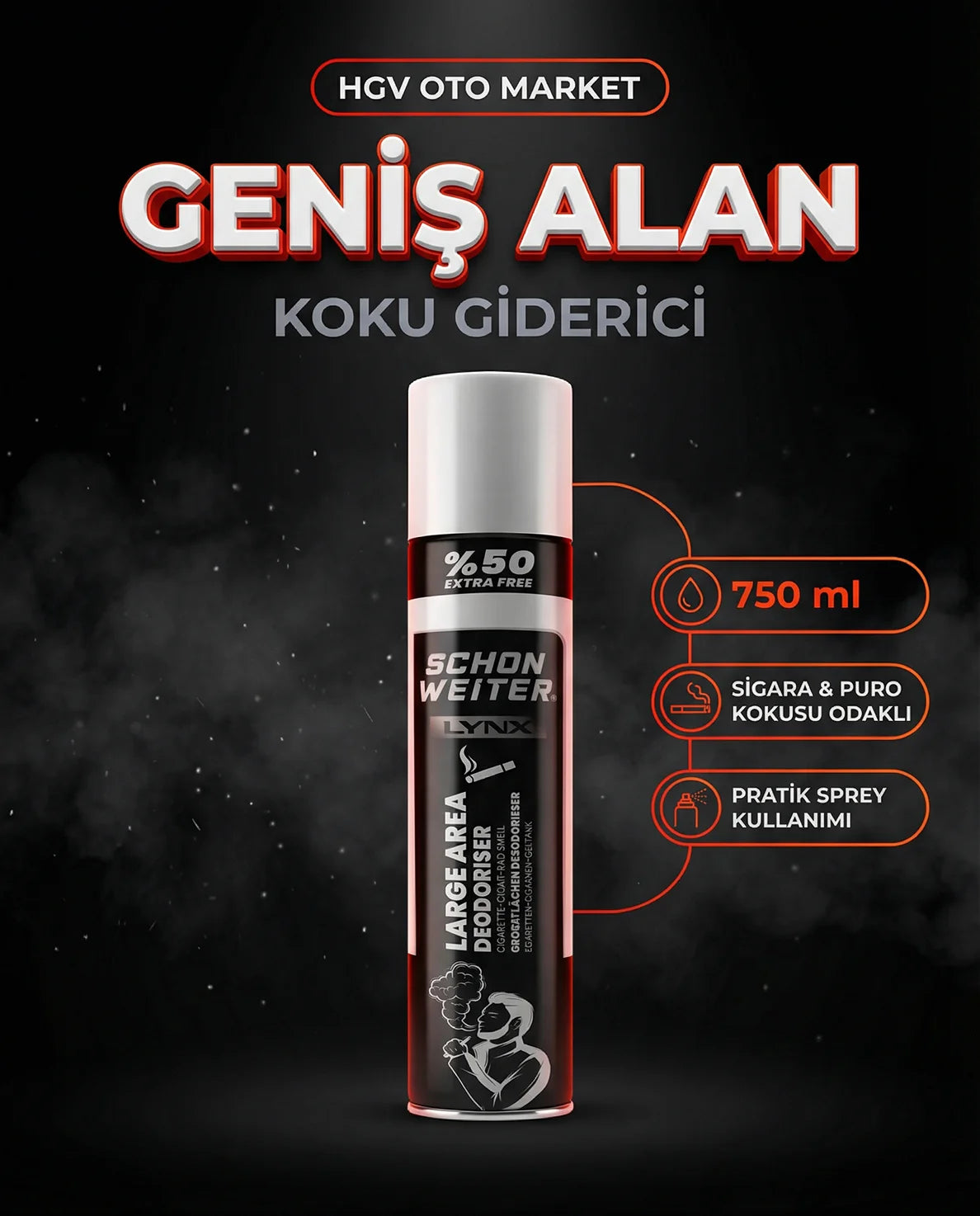 Schön Weiter Vehicle Auto Large Area Fragrance 750 ml – Geheimformel, die Zigaretten- und Zigarrengeruch beseitigt