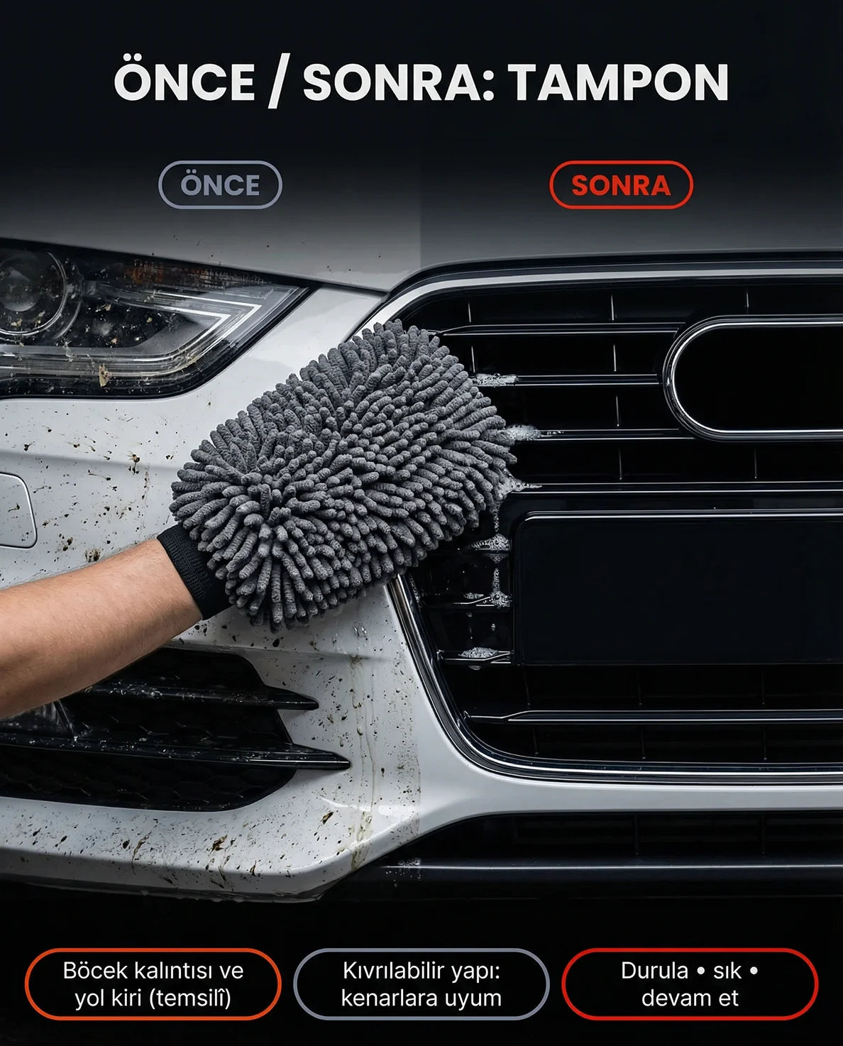 Schön Weiter Doppelseitige Mikrofaser-Autowaschhandschuhe, Grau