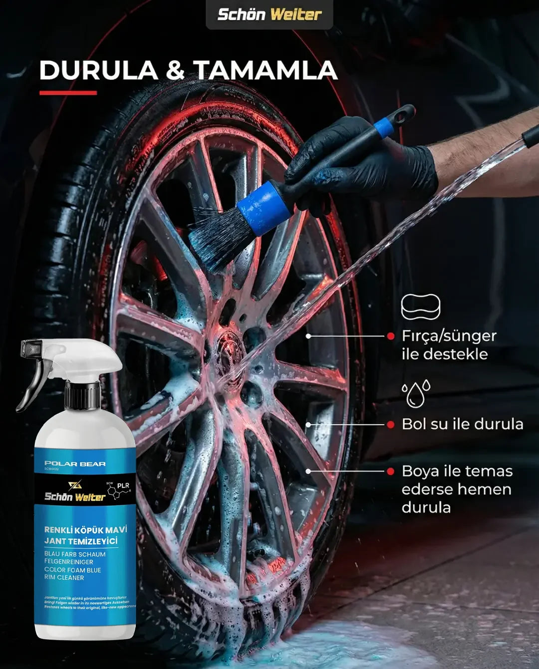 Schön Weiter Fahrzeug Auto Blue Felgenreiniger – Farbiges Schaumspray 500 ml (Eisbär)