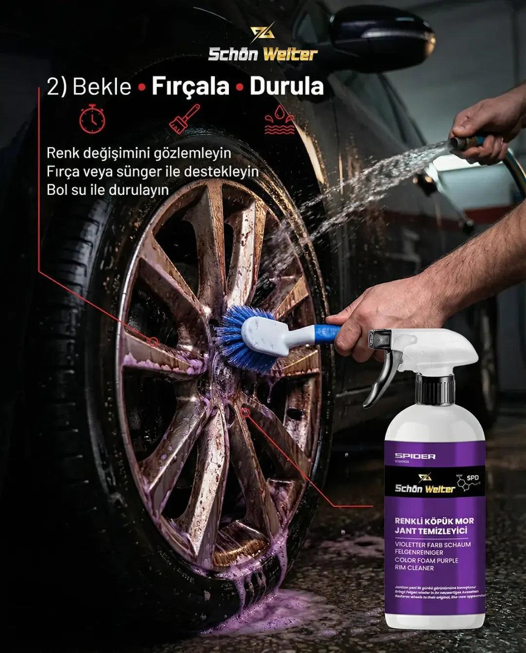 Schön Weiter Fahrzeug Auto Lila Felgenreiniger – Farbiges Schaumspray 500 ml (Spider)
