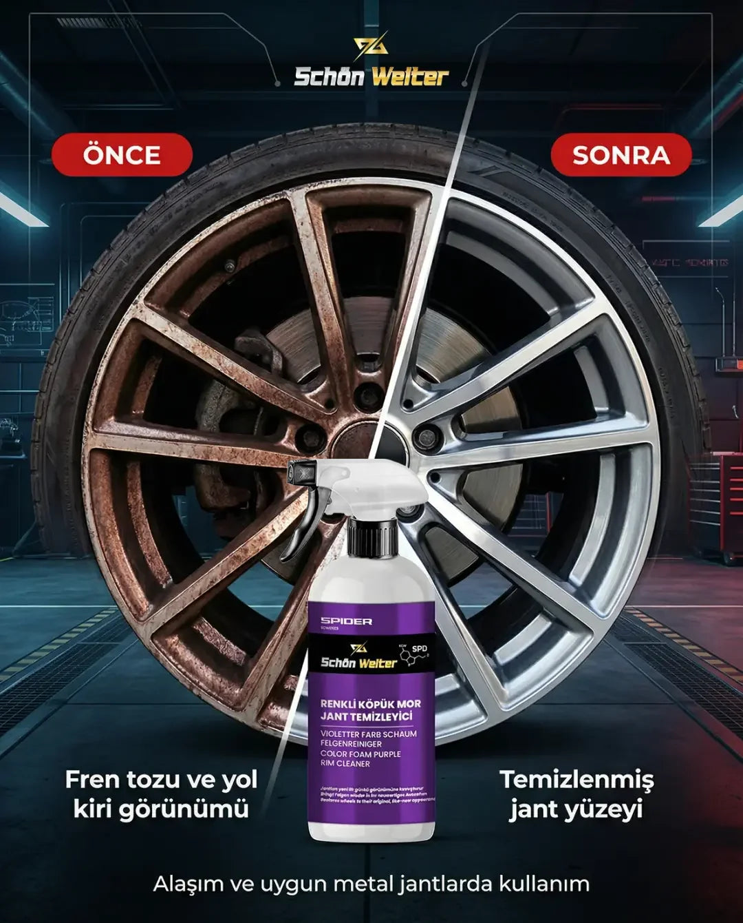 Schön Weiter Fahrzeug Auto Lila Felgenreiniger – Farbiges Schaumspray 500 ml (Spider)