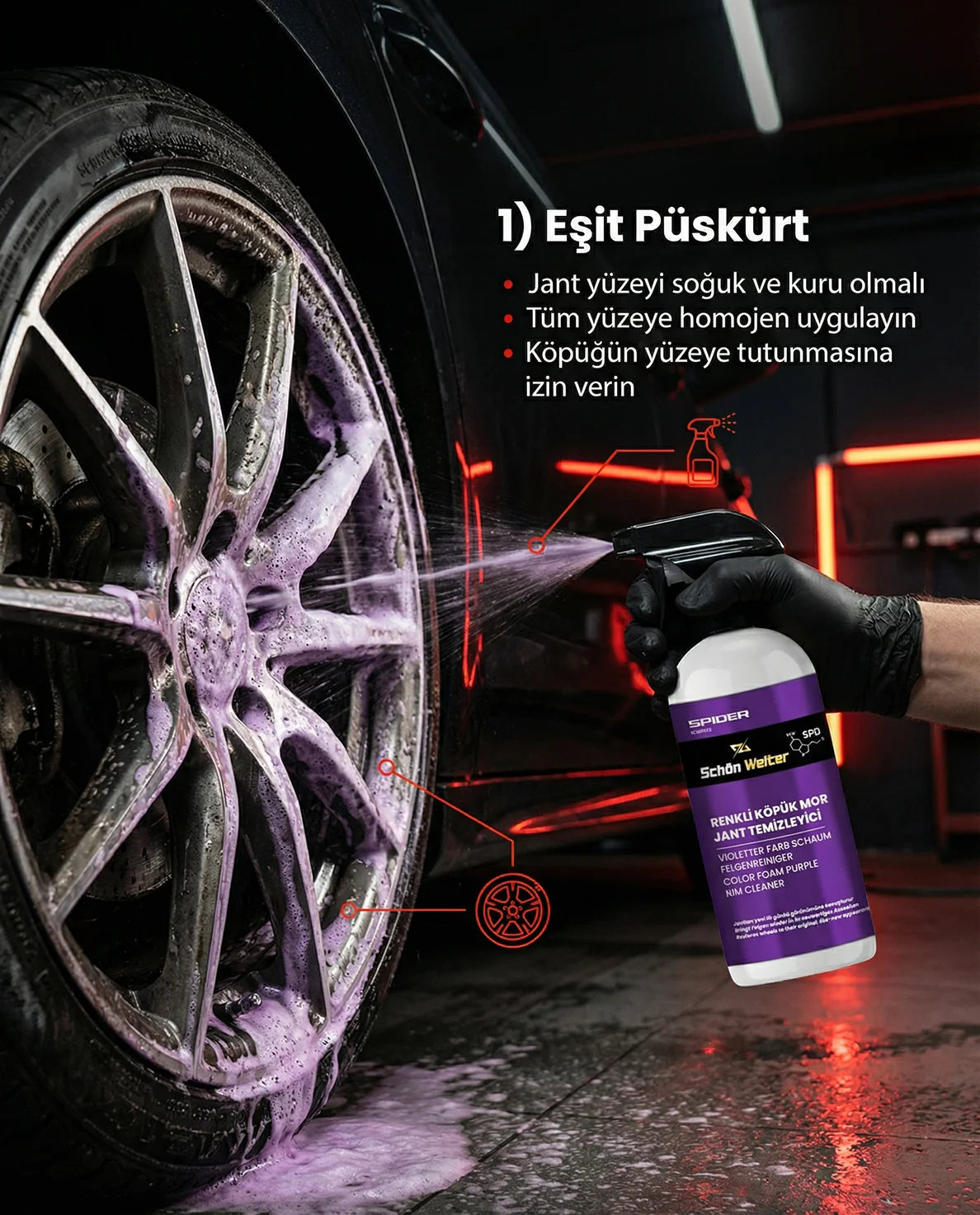 Schön Weiter Fahrzeug Auto Lila Felgenreiniger – Farbiges Schaumspray 500 ml (Spider)