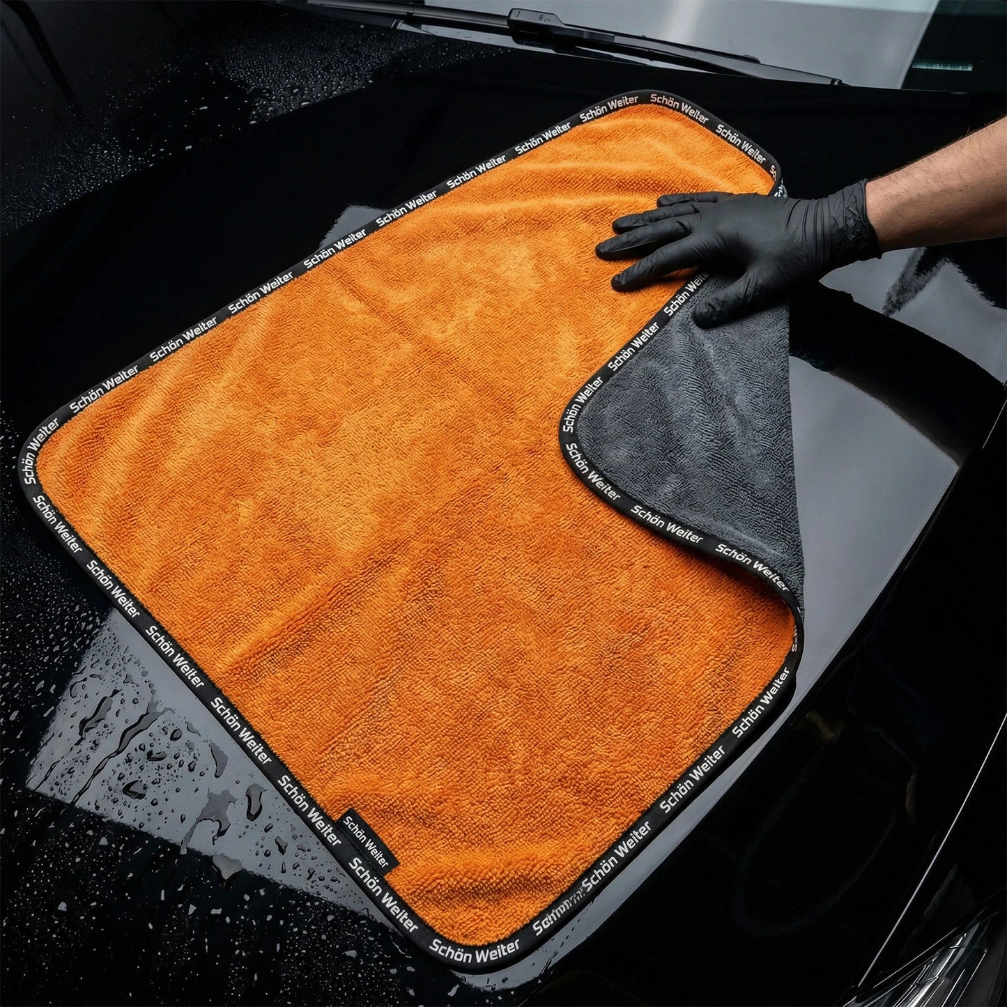 Schön Weiter - Zweifarbiges, professionelles Mikrofaser-Twist-Auto-Trockentuch, 1000 g/m² – 50 x 75 cm