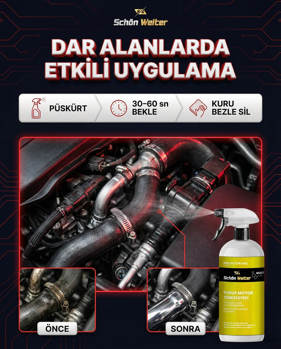 Schön Weiter Fahrzeug Auto Wasserloser Motorreiniger 500 ml Spray (Mustang)