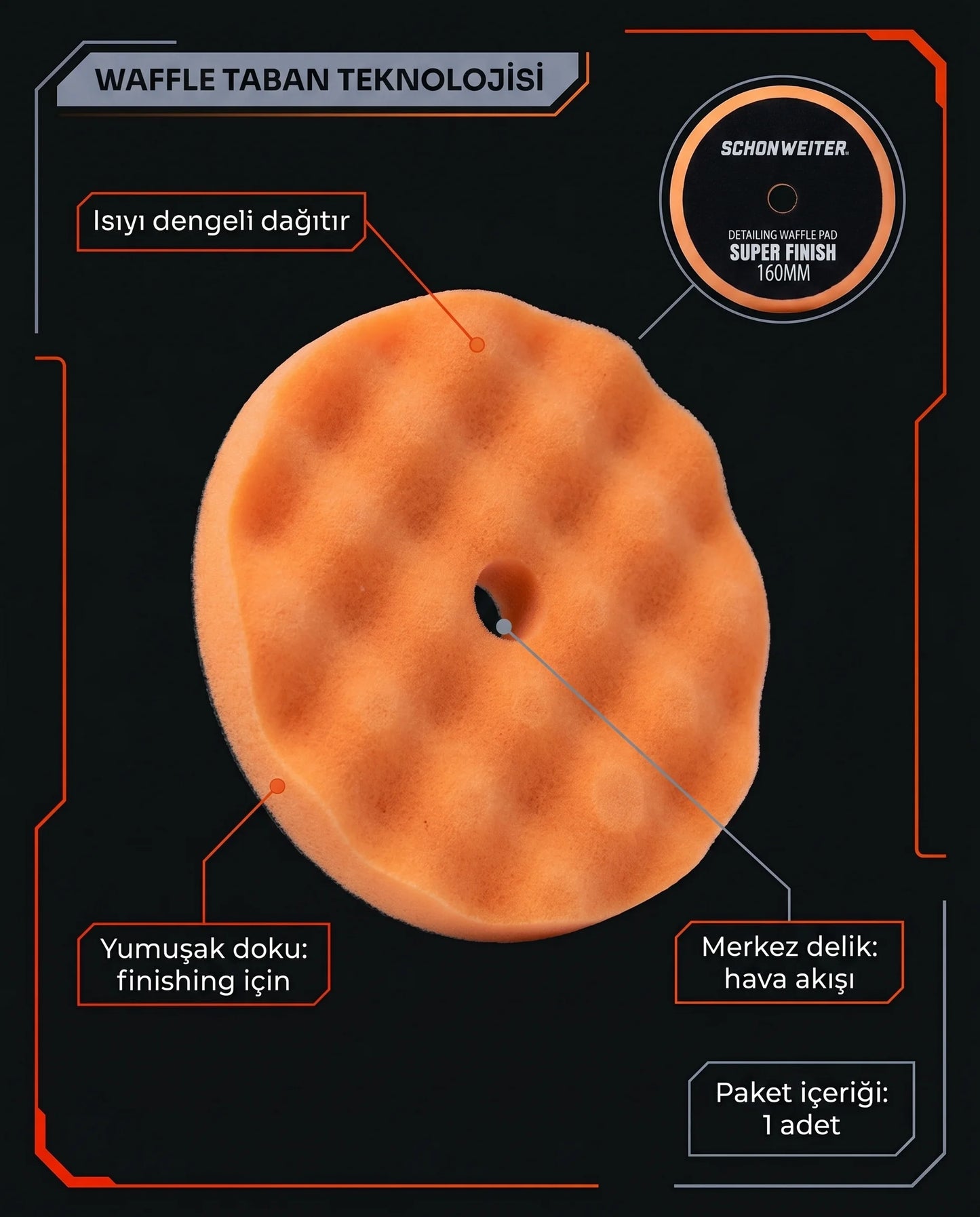 Schön Weiter Fahrzeug Auto Rotary Waffle Base – Super Finish Scratch Remover Paste Polierschwamm Orange 6 Zoll – 160 mm