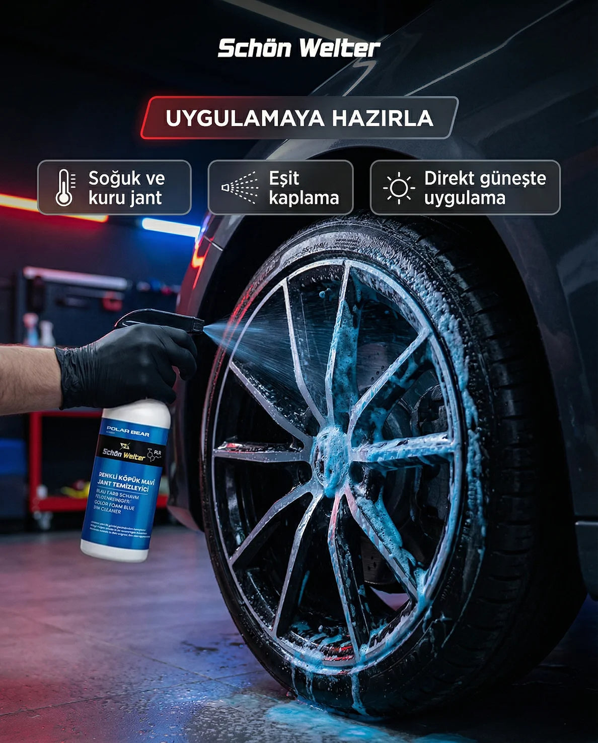Schön Weiter Fahrzeug Auto Blue Felgenreiniger – Farbiges Schaumspray 500 ml (Eisbär)