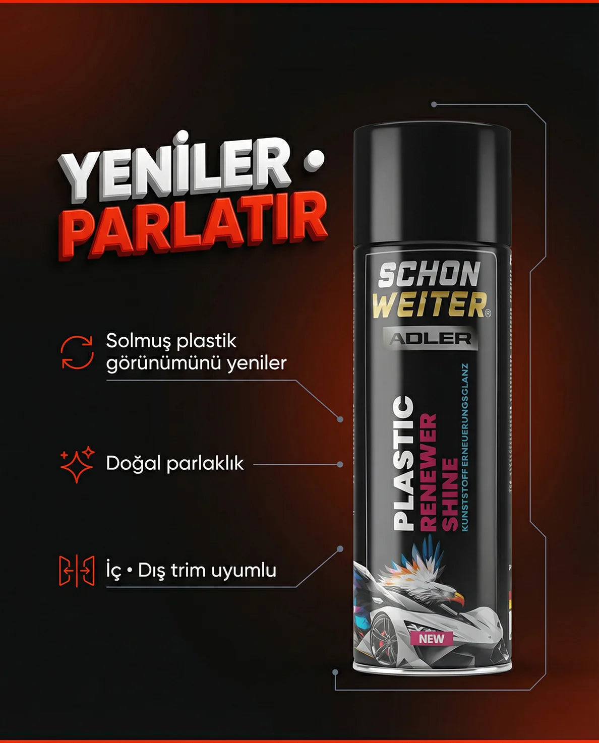 Schön Weiter Fahrzeug-Auto-Kunststoff-Renewer und Polierer 500 ml Aerosolspray (Adler)