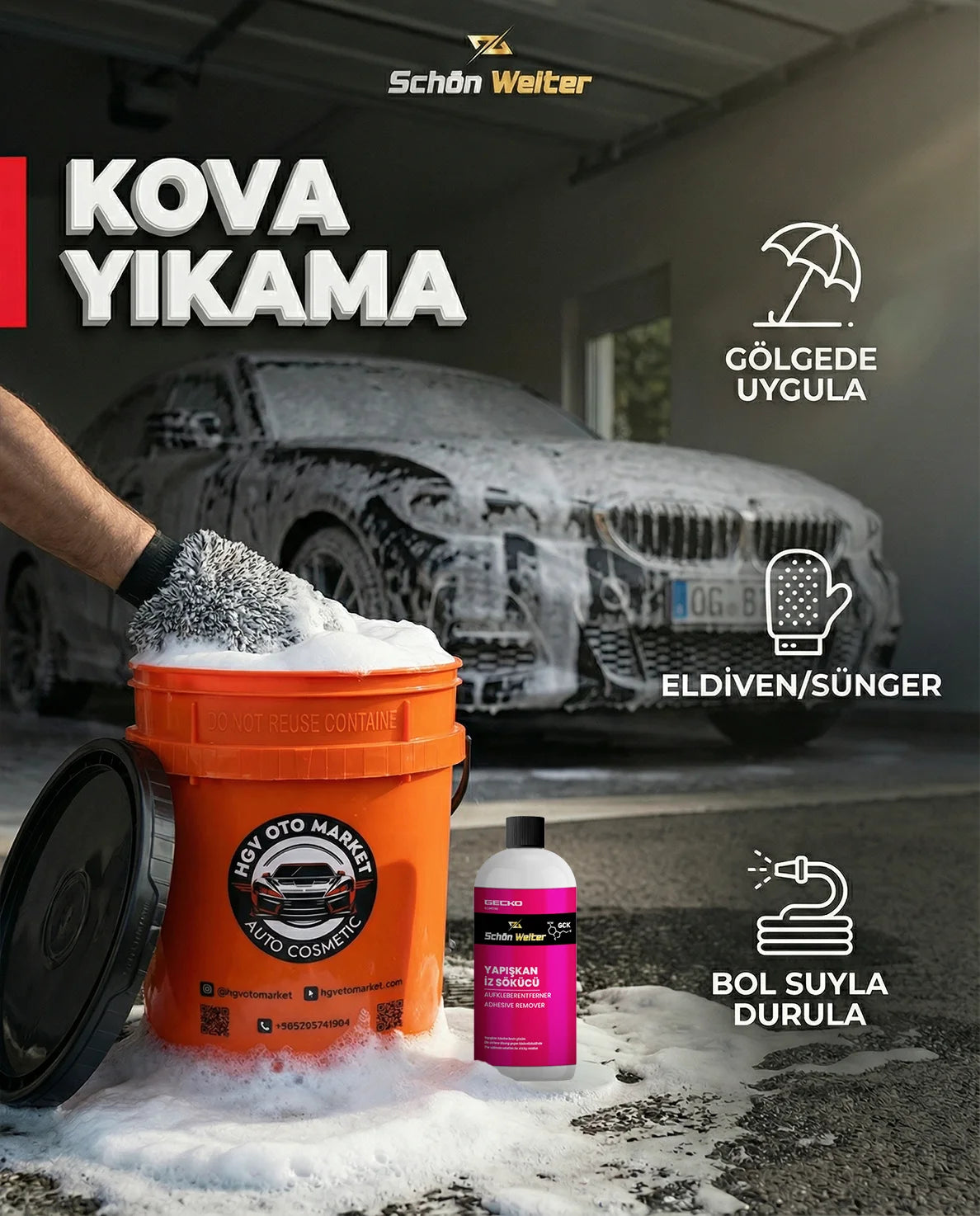 Schön Weiter Vehicle Auto Ph Neutral Sıo02 Car Wash Shampoo 500ml (Panda)