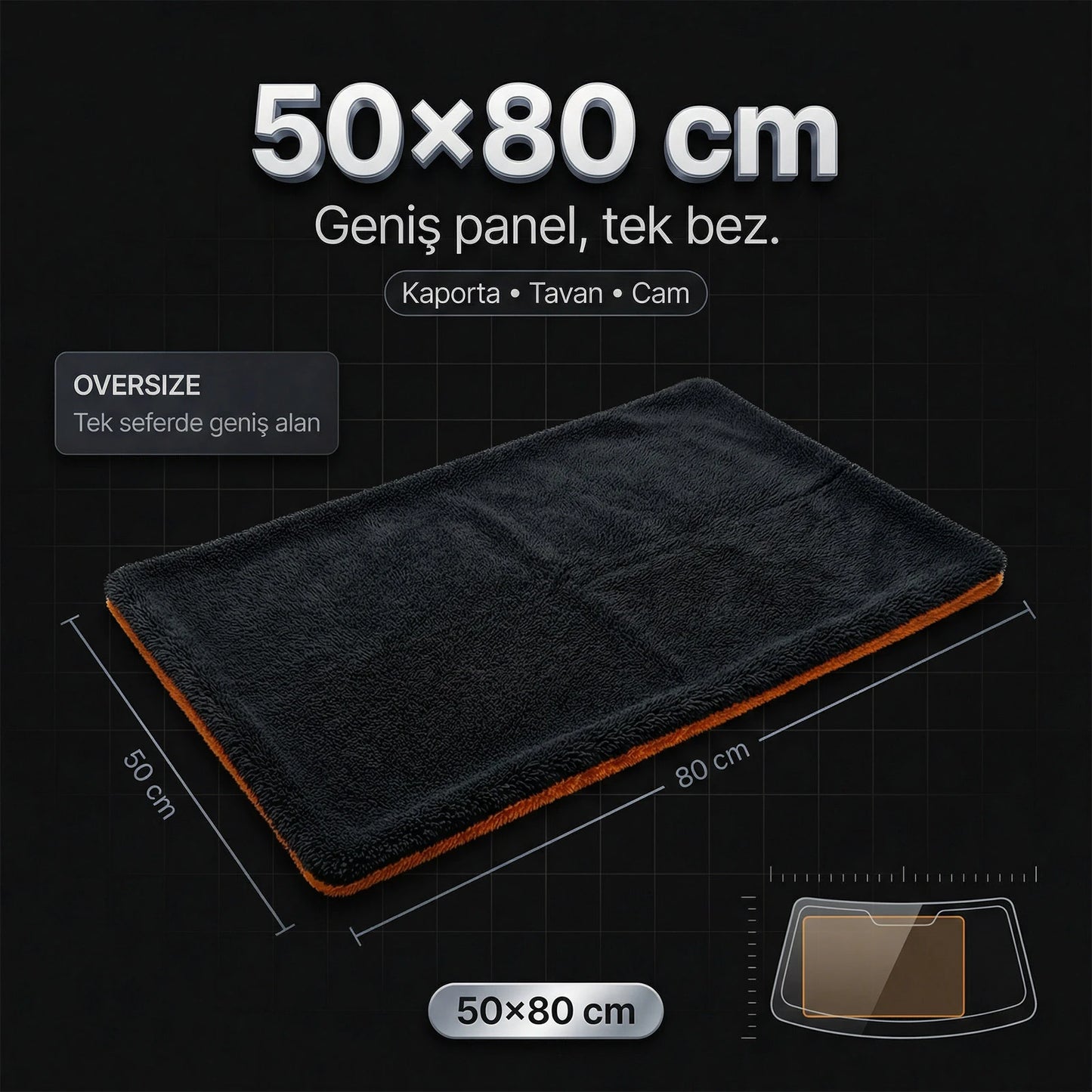 Schön Weiter – Extra saugfähiges Premium-Auto-Trocknungstuch aus gedrehter Mikrofaser (Orange), 1200 g/m² – 50 x 80 cm