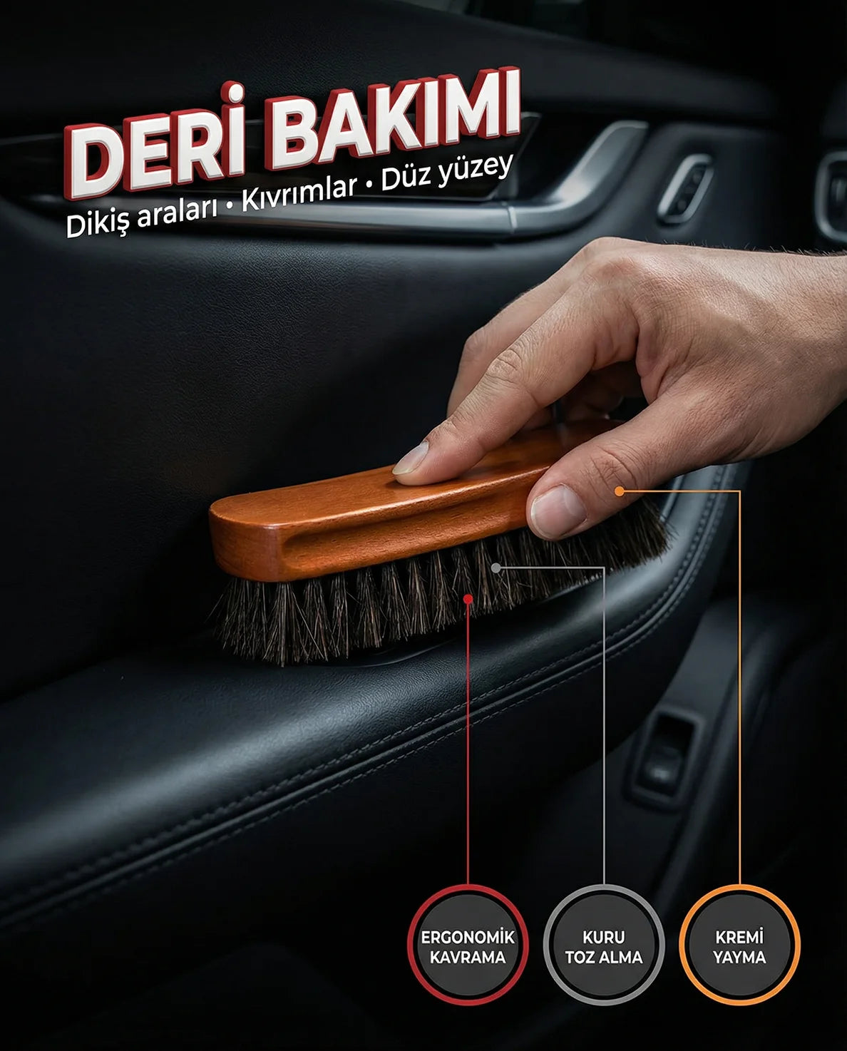 Schön Weiter Premium Auto Fahrzeug Leder Reinigungsbürste Holz (100 % Rosshaar)