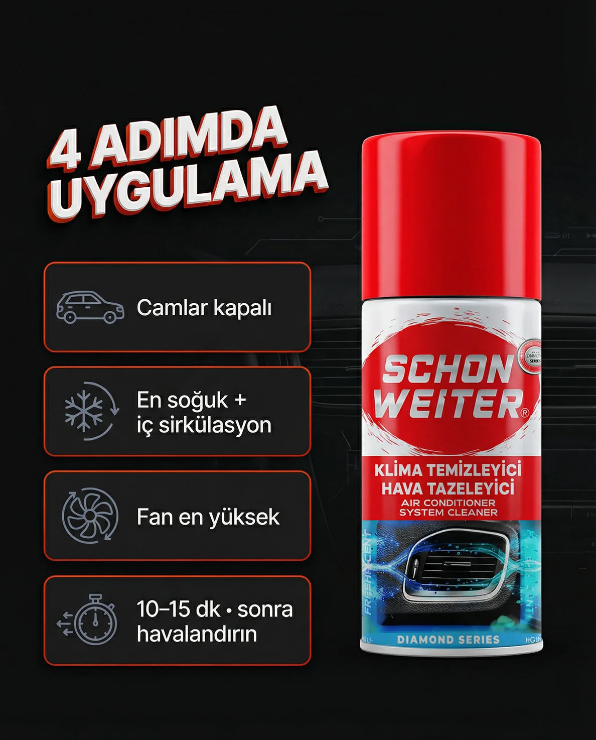 Schön Weiter Vehicle Auto Air Conditioning Bomb Red Aerosol Spray 150 ml