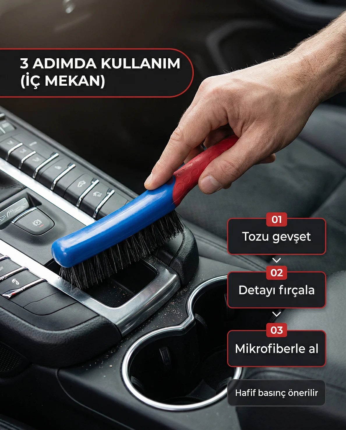 Schön Weiter Fahrzeug-Auto-Detail-Reinigungsbürste – Modell mit professionellem Griff (100 % Rosshaar)