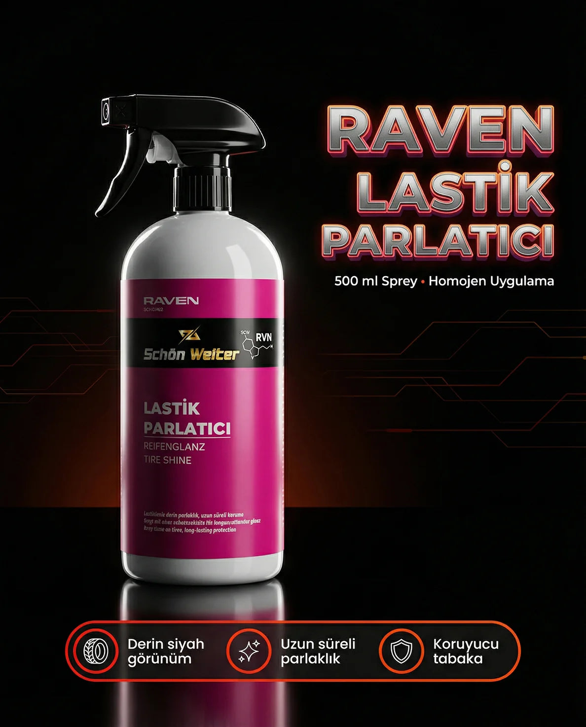 Schön Weiter Fahrzeug-Autoreifen-Glanzspray 500 ml (Raven)