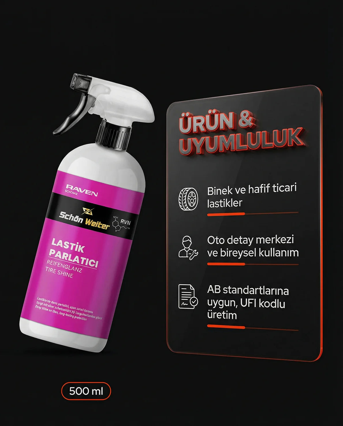 Schön Weiter Fahrzeug-Autoreifen-Glanzspray 500 ml (Raven)