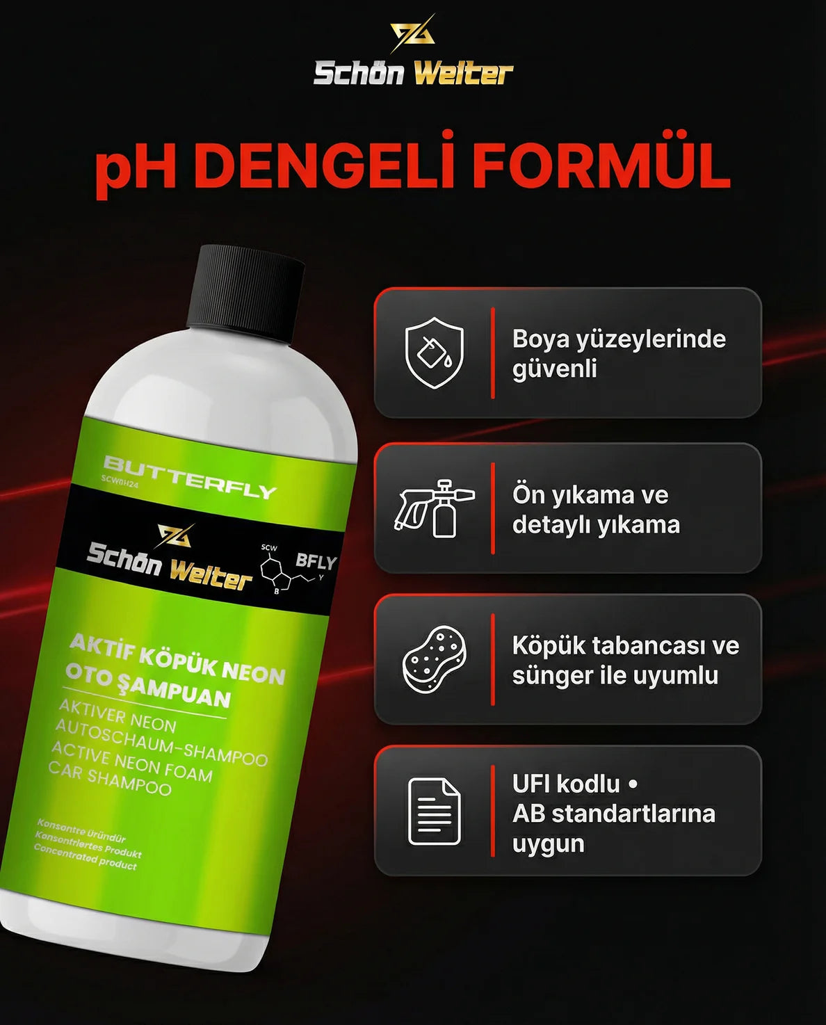Schön Weiter Vehicle Auto Active Foam Neon Auto Shampoo 500ml (Schmetterling)