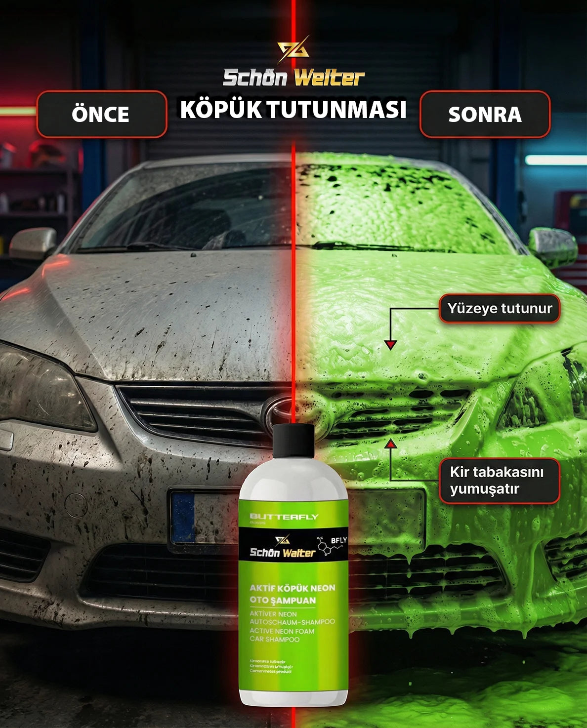 Schön Weiter Vehicle Auto Active Foam Neon Auto Shampoo 500ml (Schmetterling)