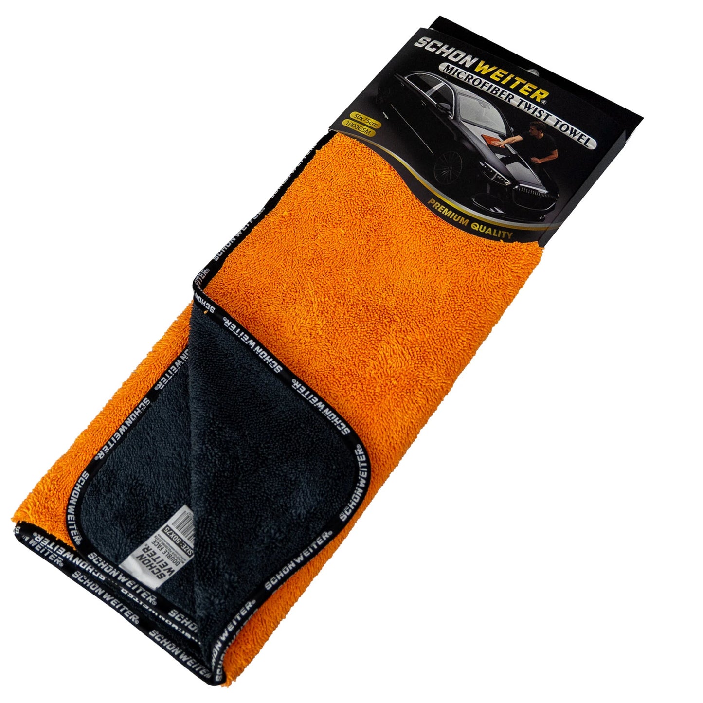 Schön Weiter - Zweifarbiges, professionelles Mikrofaser-Twist-Auto-Trockentuch, 1000 g/m² – 50 x 75 cm