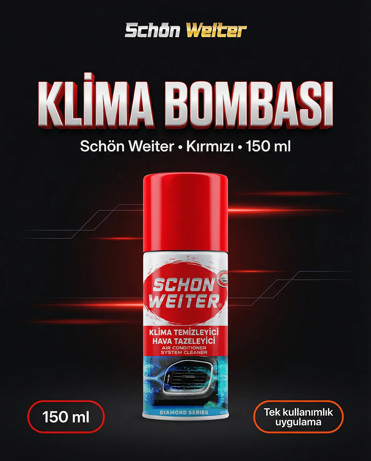 Schön Weiter Vehicle Auto Air Conditioning Bomb Red Aerosol Spray 150 ml