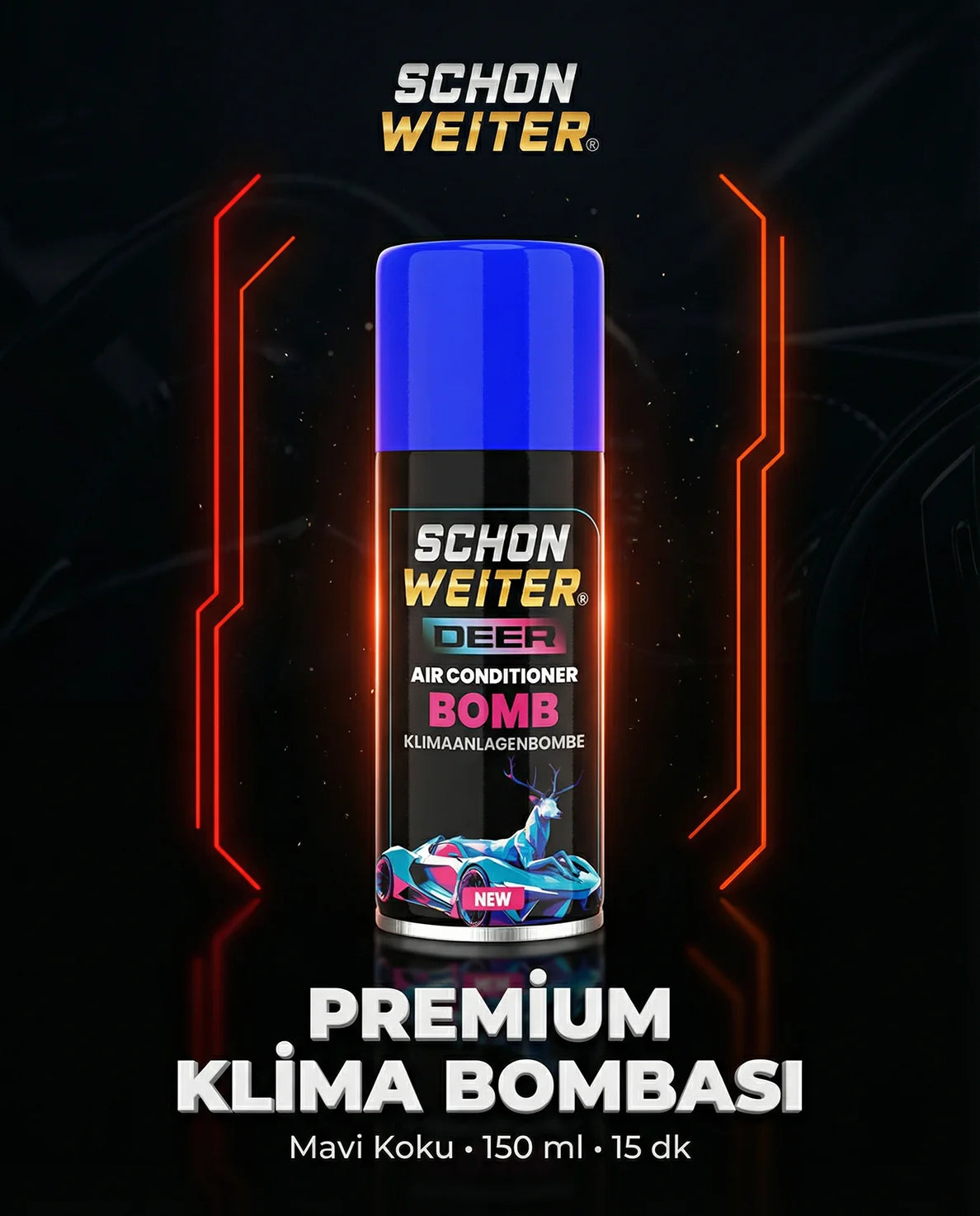 Schön Weiter Premium Fahrzeug-Auto-Klimaanlagen-Desinfektionsmittel und Klimaanlagen-Bombe, blaues Aerosol-Spray, 150 ml