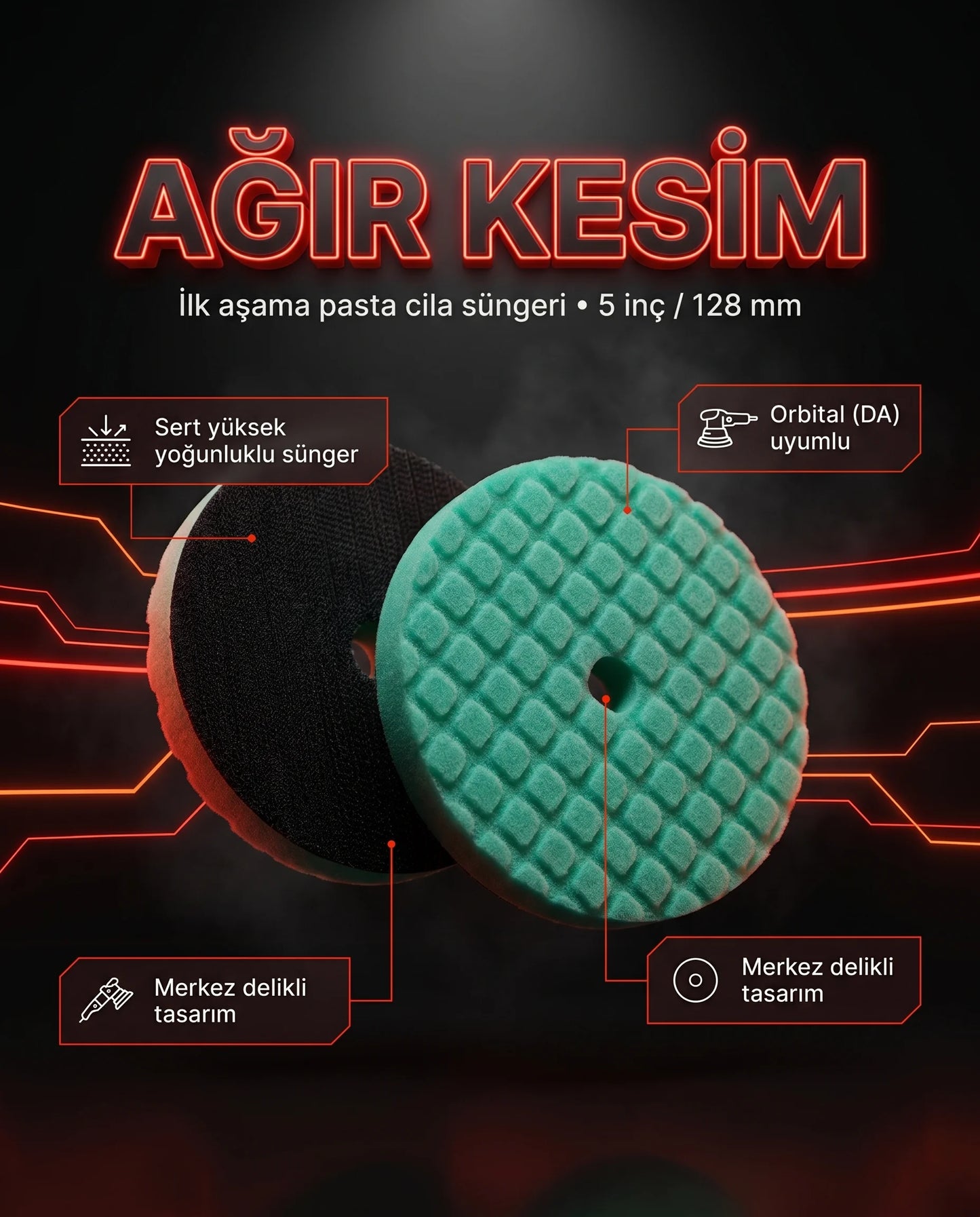Schön Weiter Vehicle Auto Orbital Thick – Heavy Cut Scratch Remover Paste Polierschwamm Grün 5 Zoll – 128 mm