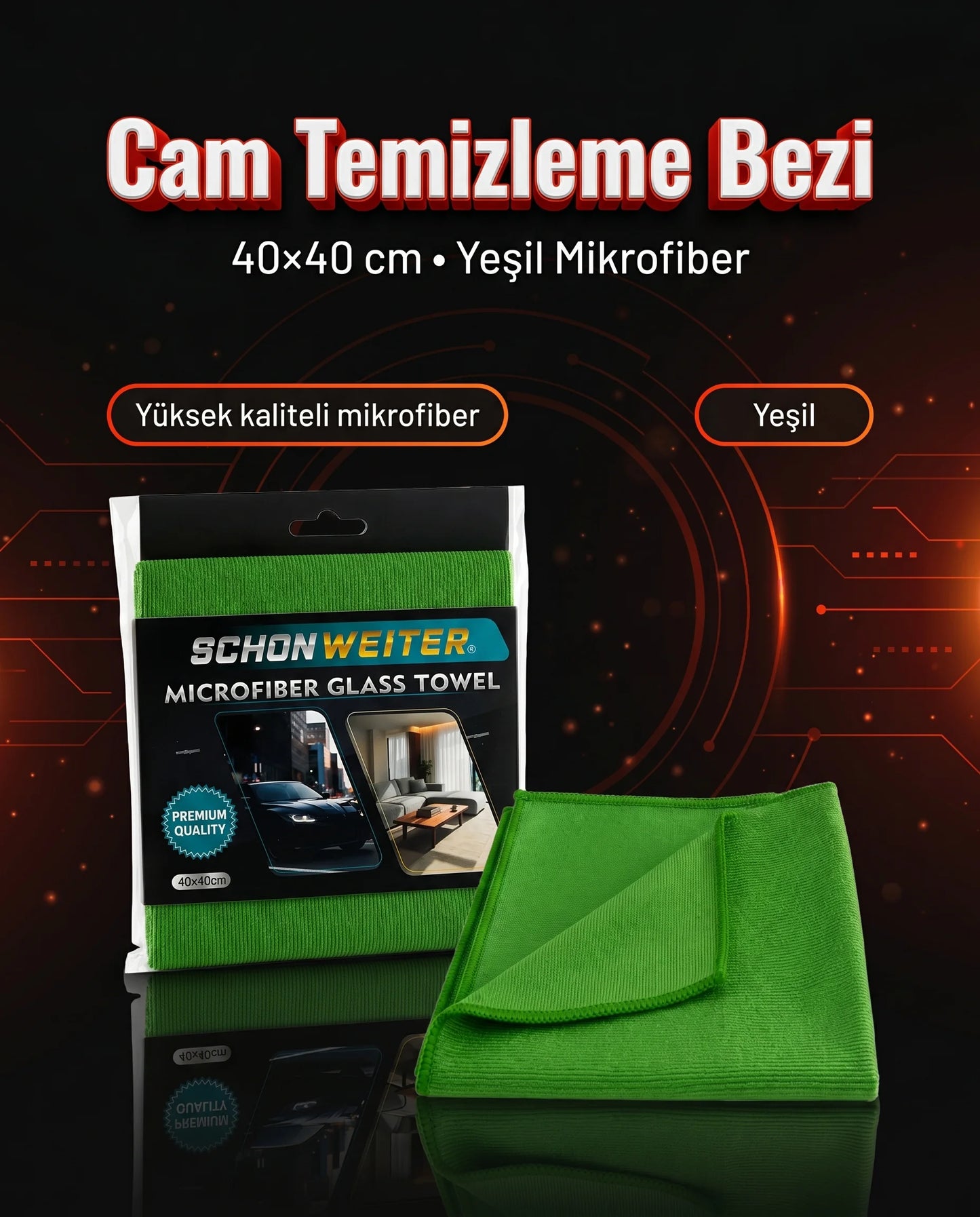 Schön Weiter Auto Autoglas-Reinigungstuch | Glashandtuch 40x40 cm Grün